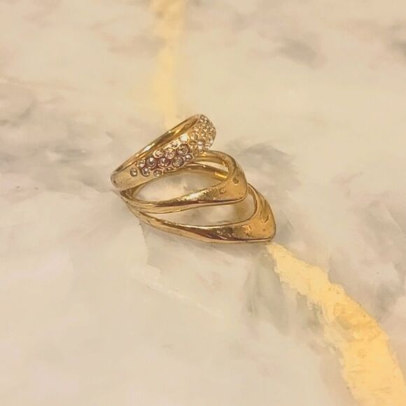 NWT Alexis Bittar 10KT Gold Swarovski Crystal Pave Draping Party Cocktail Ring 8 - Picture 1 of 9